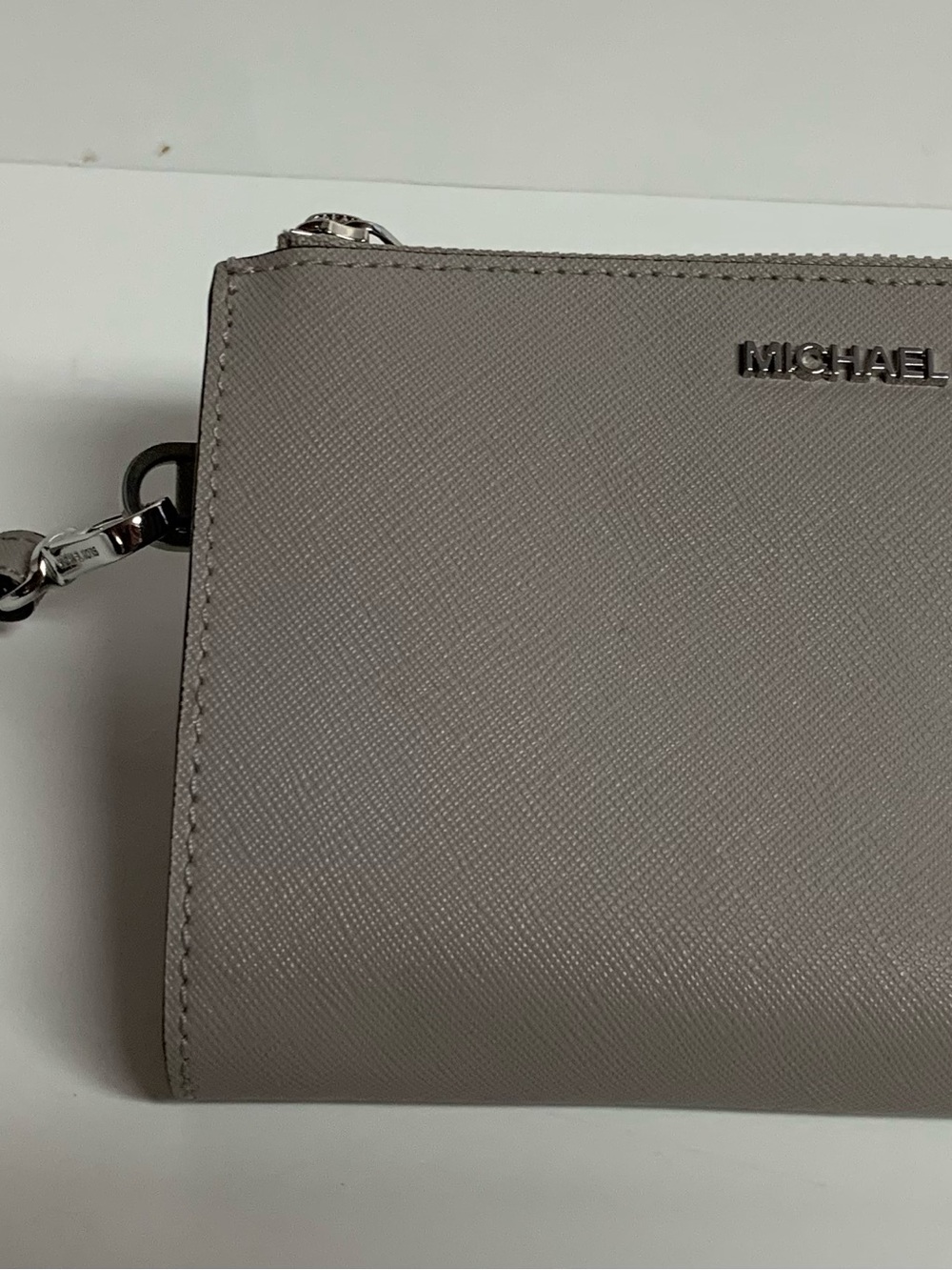 Michael Kors Women’s Gray Saffiano Leather Wallet with Silver Hardware
